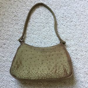 Liz Claiborne gold satin and beaded evening bag